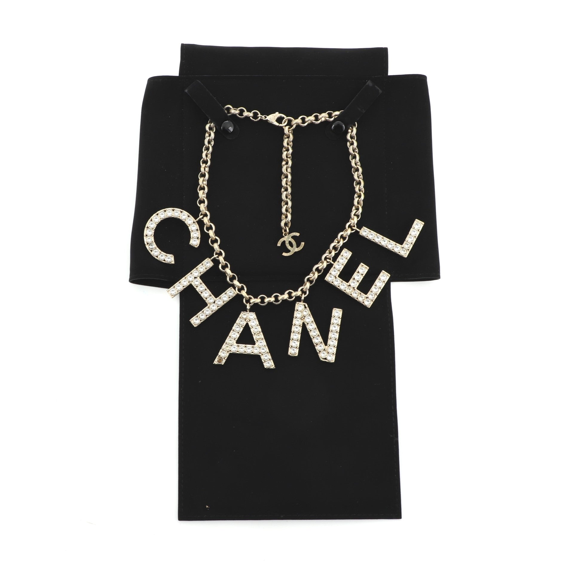 Letter Choker Necklace Crystal and Metal