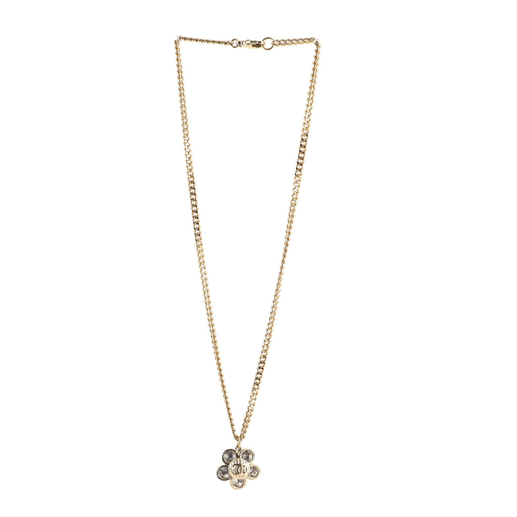CC Flower Chain Necklace Metal with Crystal