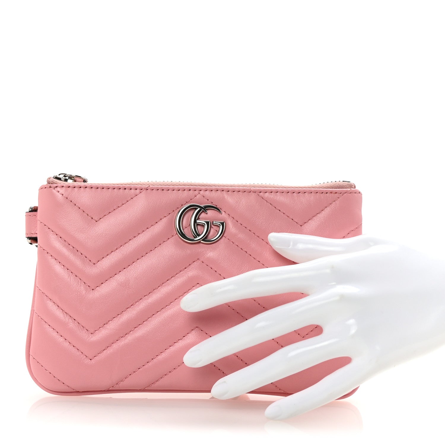 Calfskin Matelasse GG Marmont Wrist Wallet Wild Rose