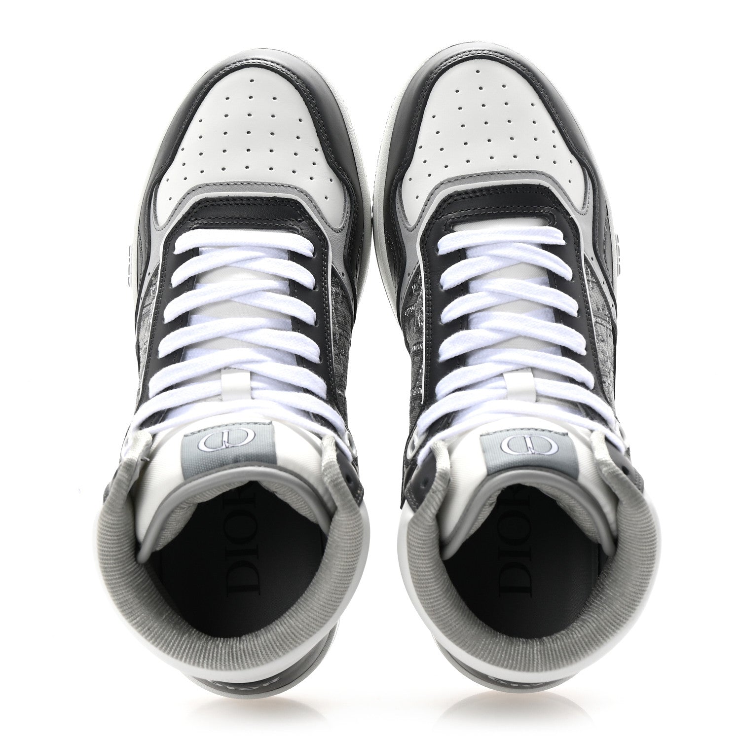 Smooth Calfskin Jacquard Oblique Mens B27 High Top Sneakers 40 Grey