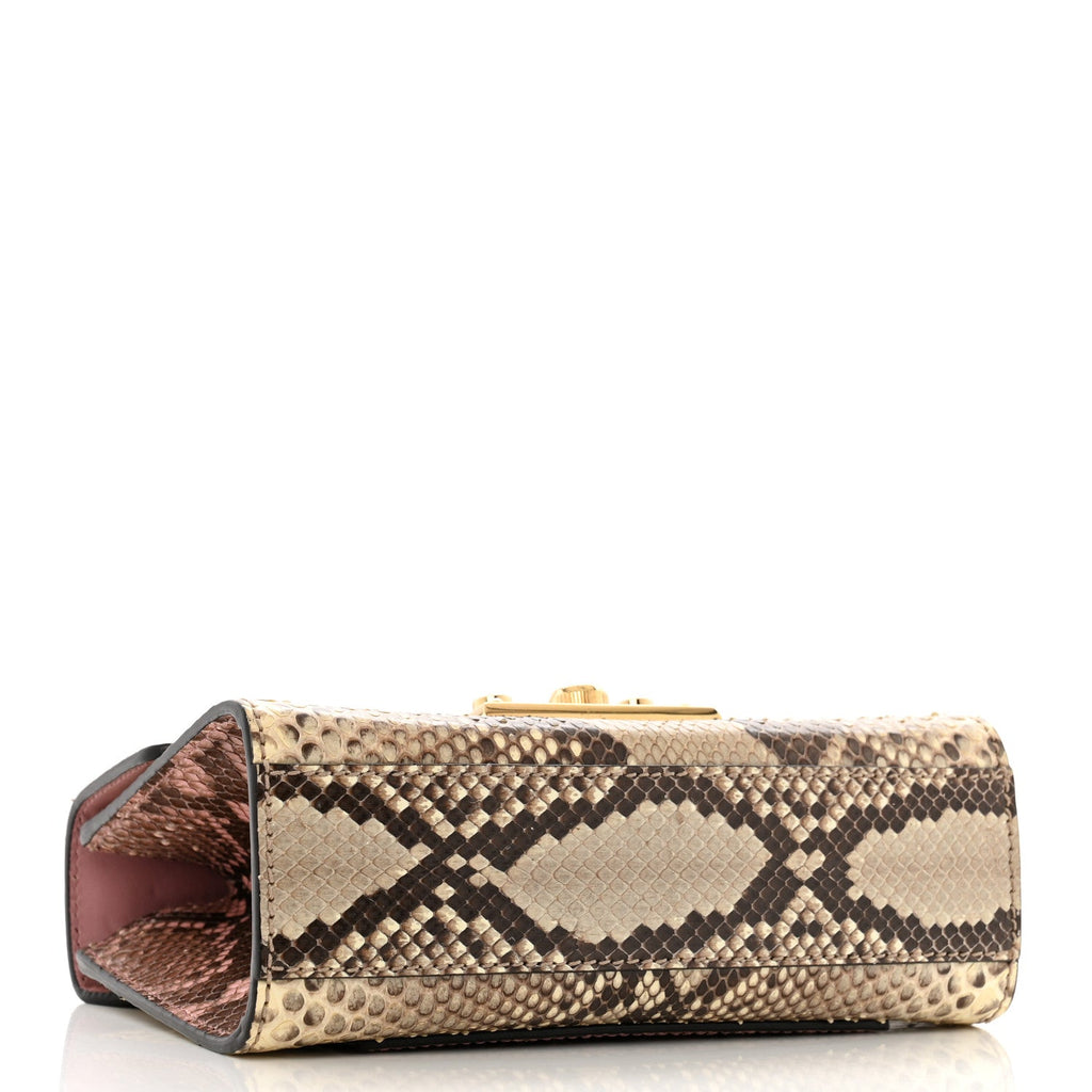 Snakeskin Small Padlock Shoulder Bag Gold Beige Pink