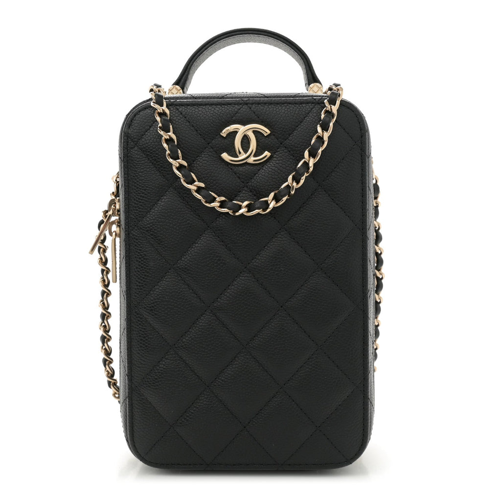 Caviar Quilted CC North South Vanity Case Black