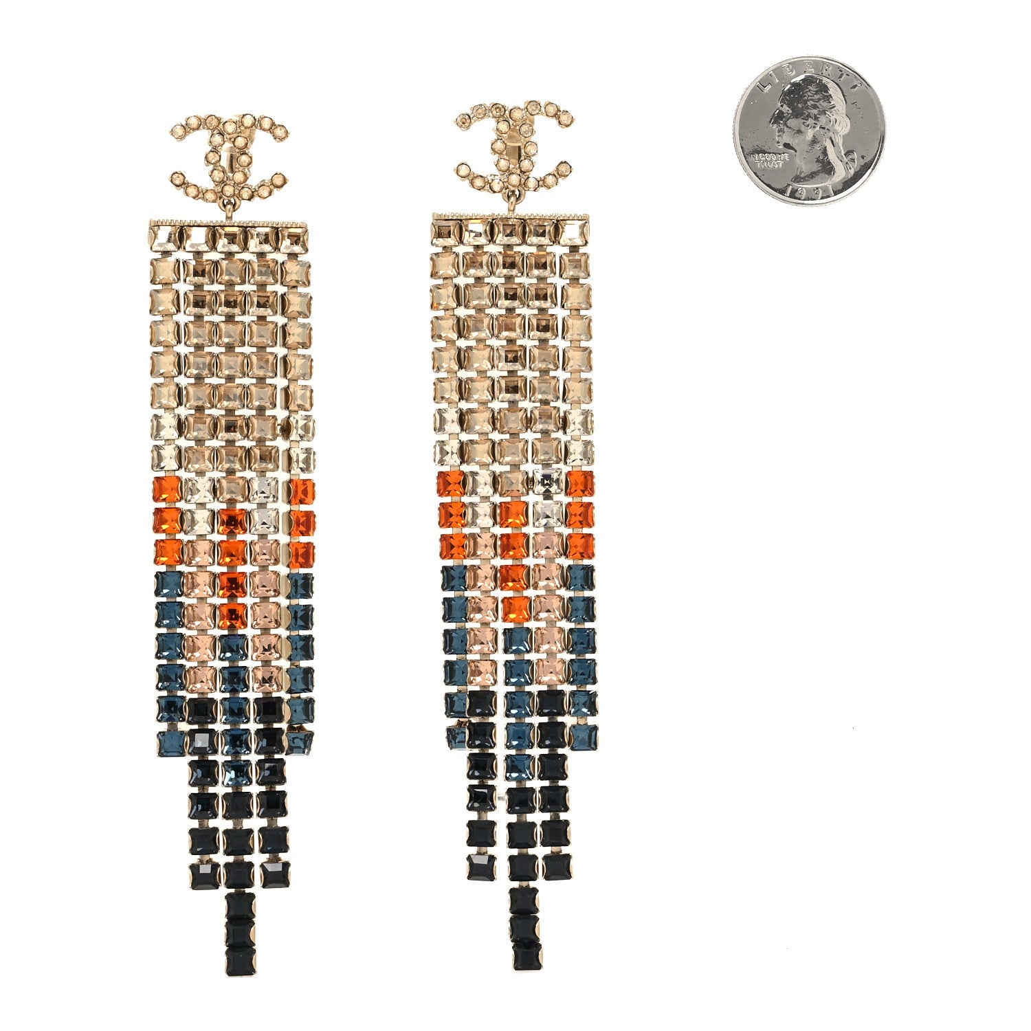 Crystal Skyline CC Drop Clip On Earrings Gold Blue Black Red
