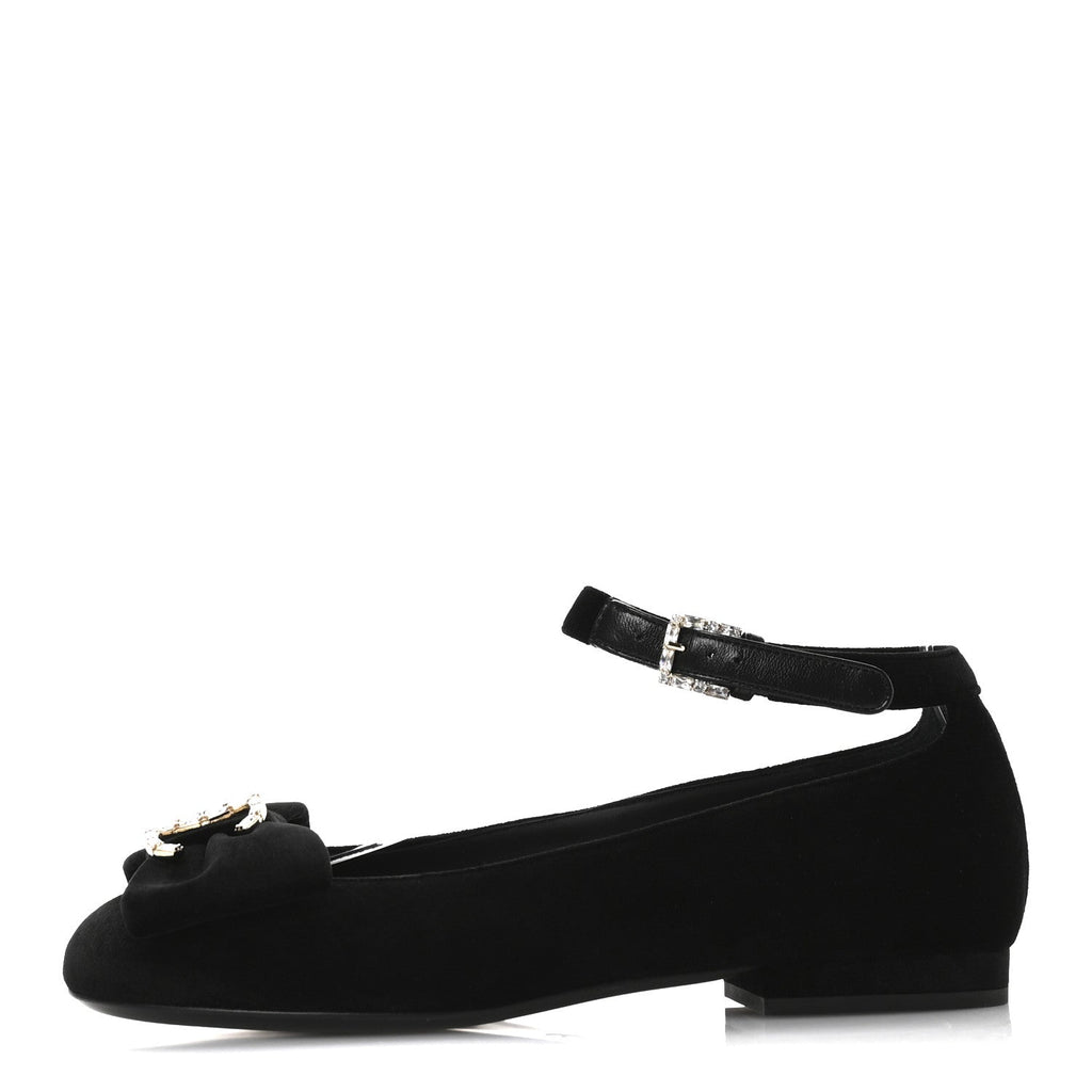 Velvet Strass CC Bow Mary Jane Flats 35.5 Black