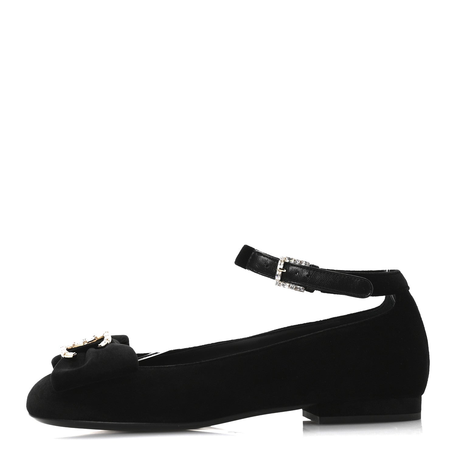 Velvet Strass CC Bow Mary Jane Flats 35.5 Black