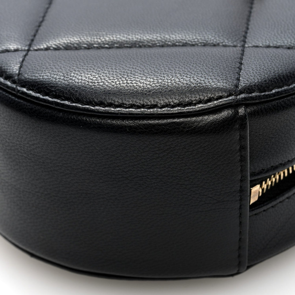 Lambskin Quilted Chanel 19 Round Clutch With Chain Black