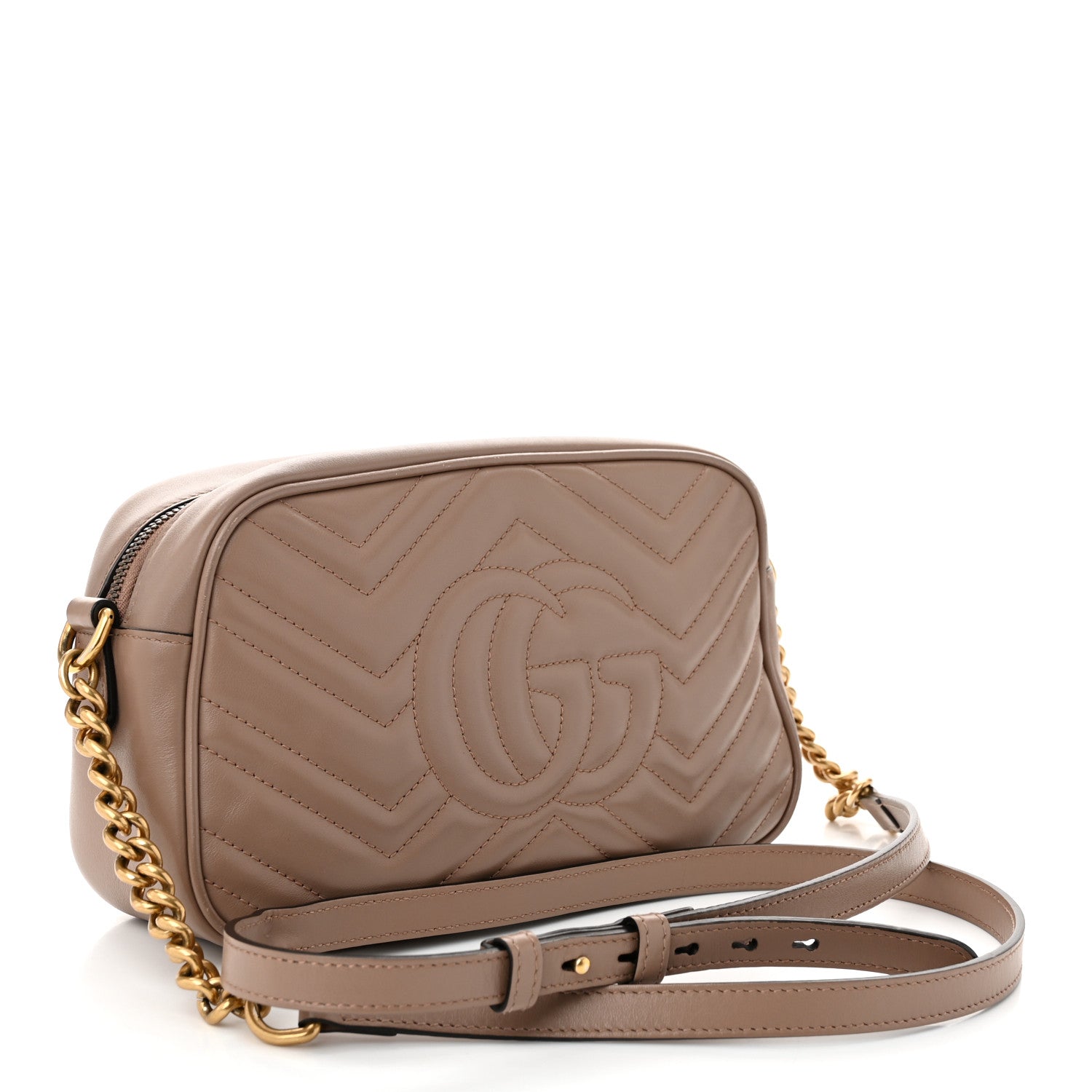 Calfskin Matelasse Small GG Marmont Chain Shoulder Bag Porcelain Rose