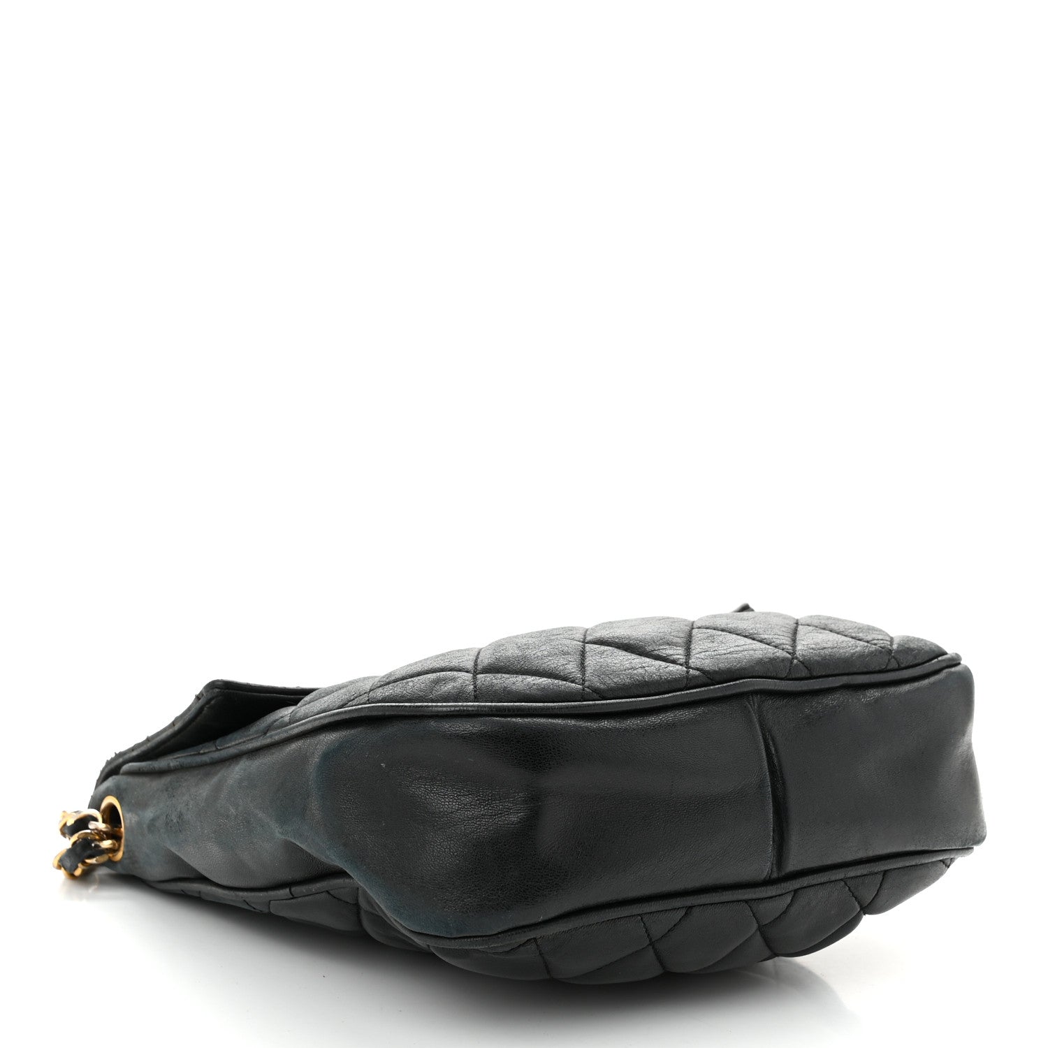 Lambskin Quilted Mini Flap Shoulder Bag Black