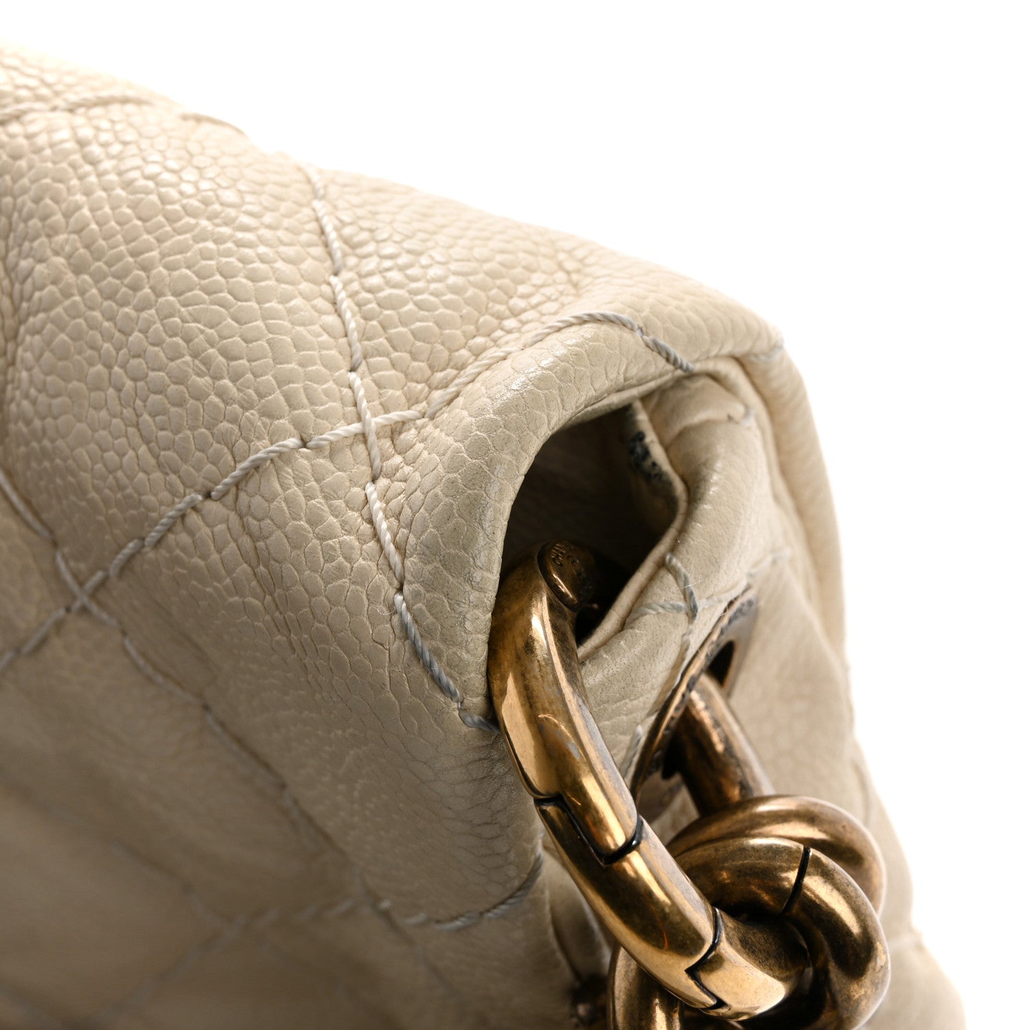 Crumpled Grained Calfskin Medium Coco Pleats Messenger Flap Dark White