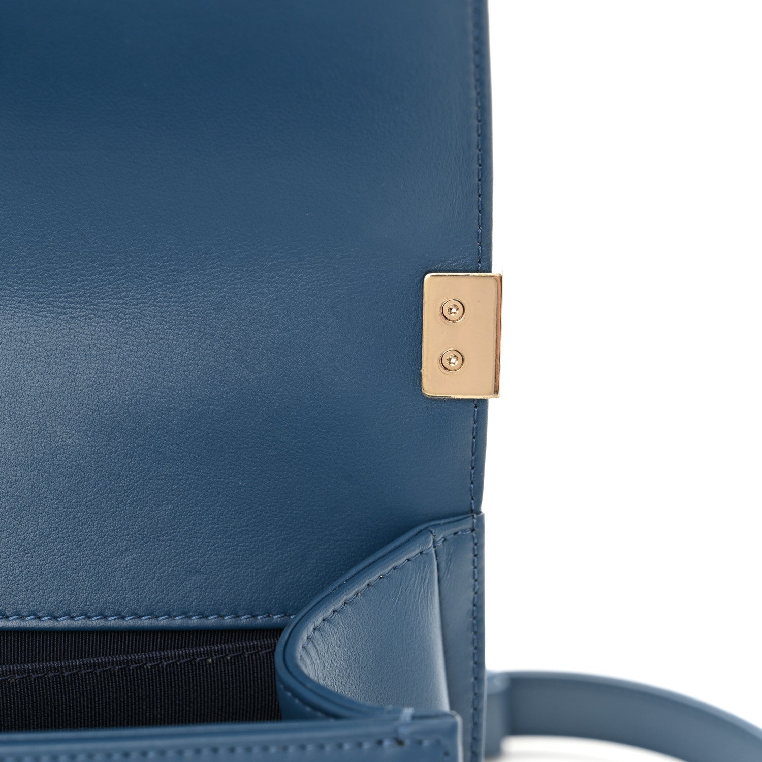Lambskin Chevron Quilted Medium Boy Flap Blue