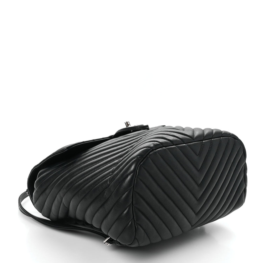 Calfskin Chevron Quilted Large Urban Spirit Backpack Black