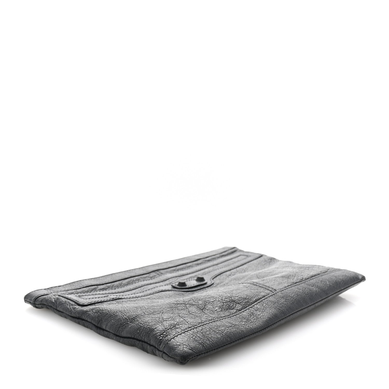 Agneau Arena Classic Hardware Clutch Anthracite
