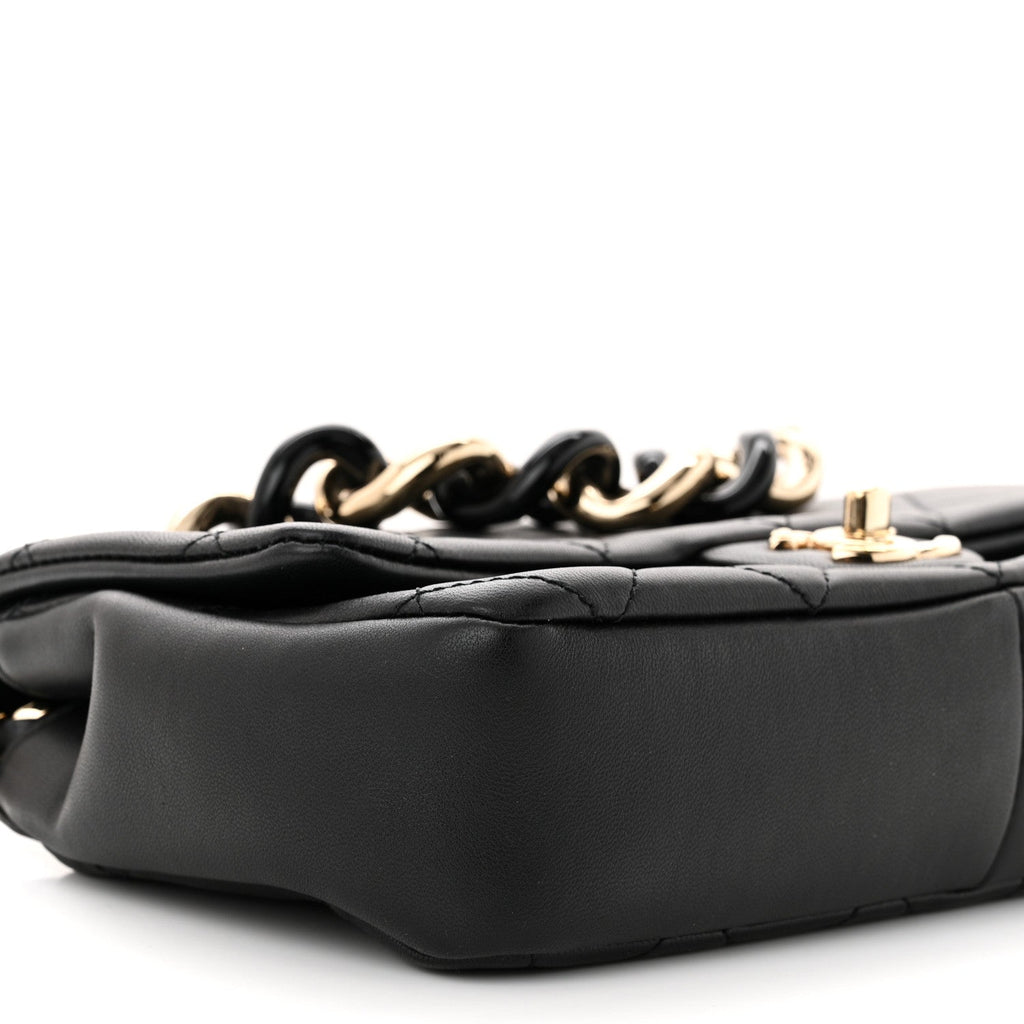 Lambskin Quilted Resin Bi-Color Chain Flap Bag Black