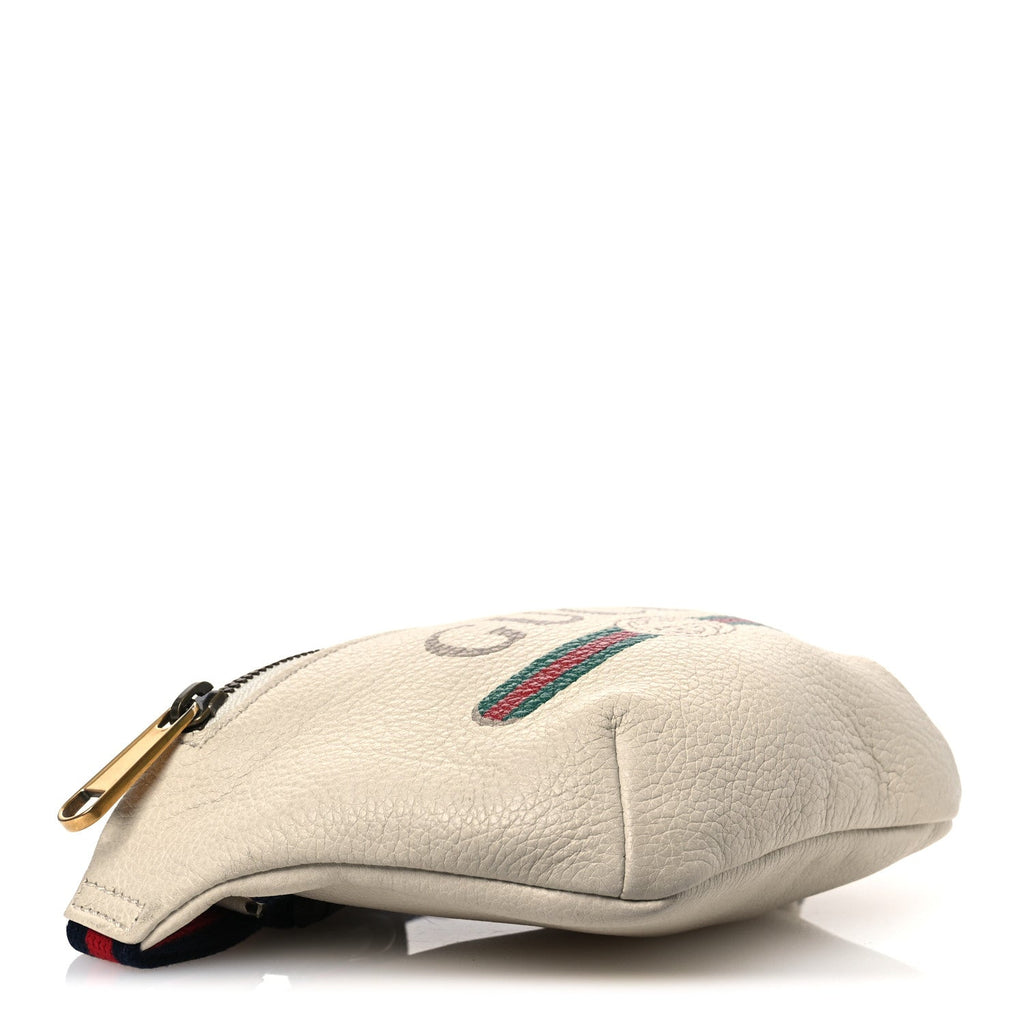 Grained Calfskin Small Logo Belt Bag White