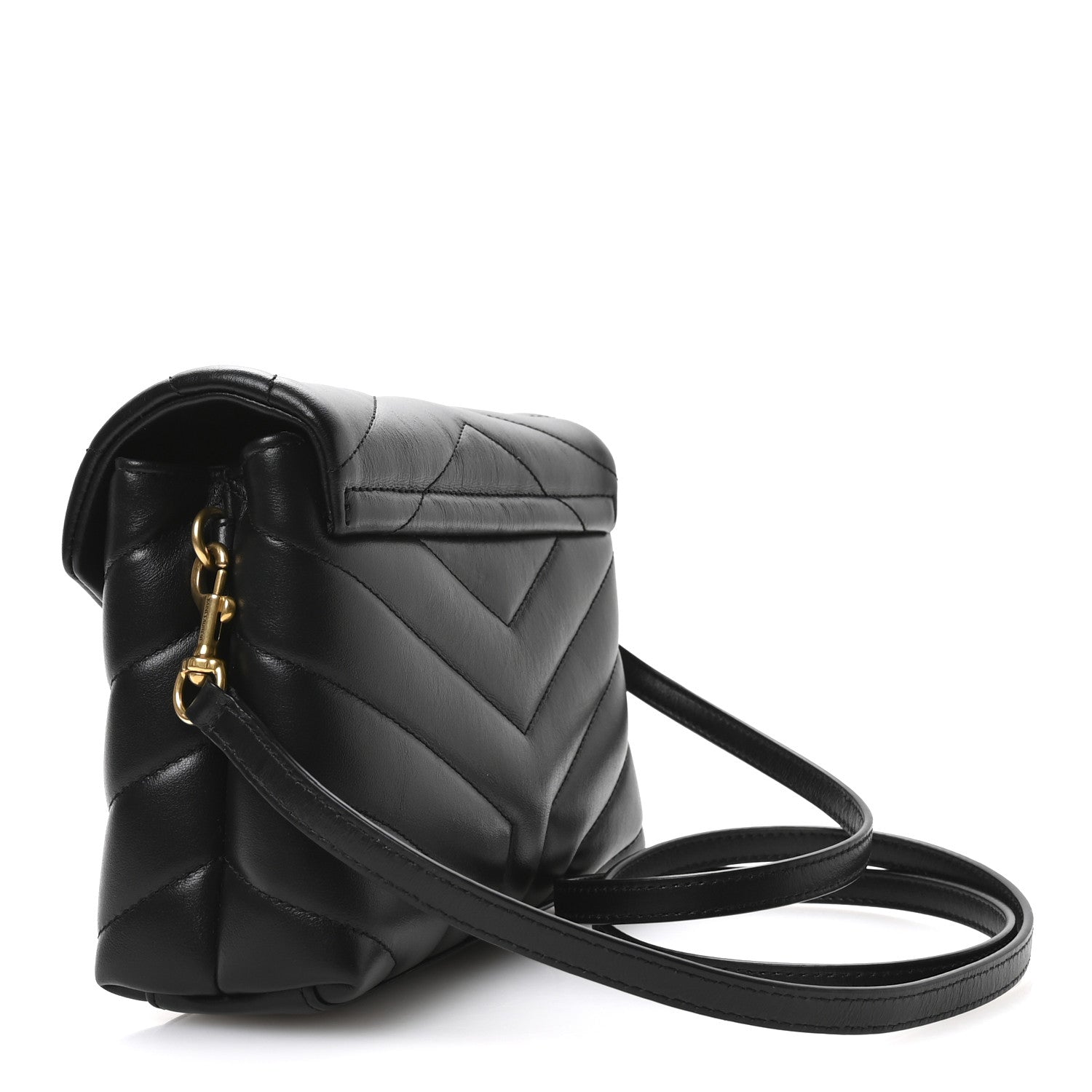 Calfskin Y Quilted Monogram Toy Loulou Crossbody Bag Black