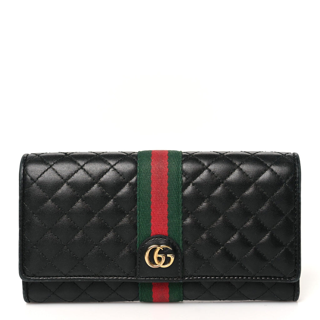 Calfskin Web Trapuntata GG Continental Wallet Black