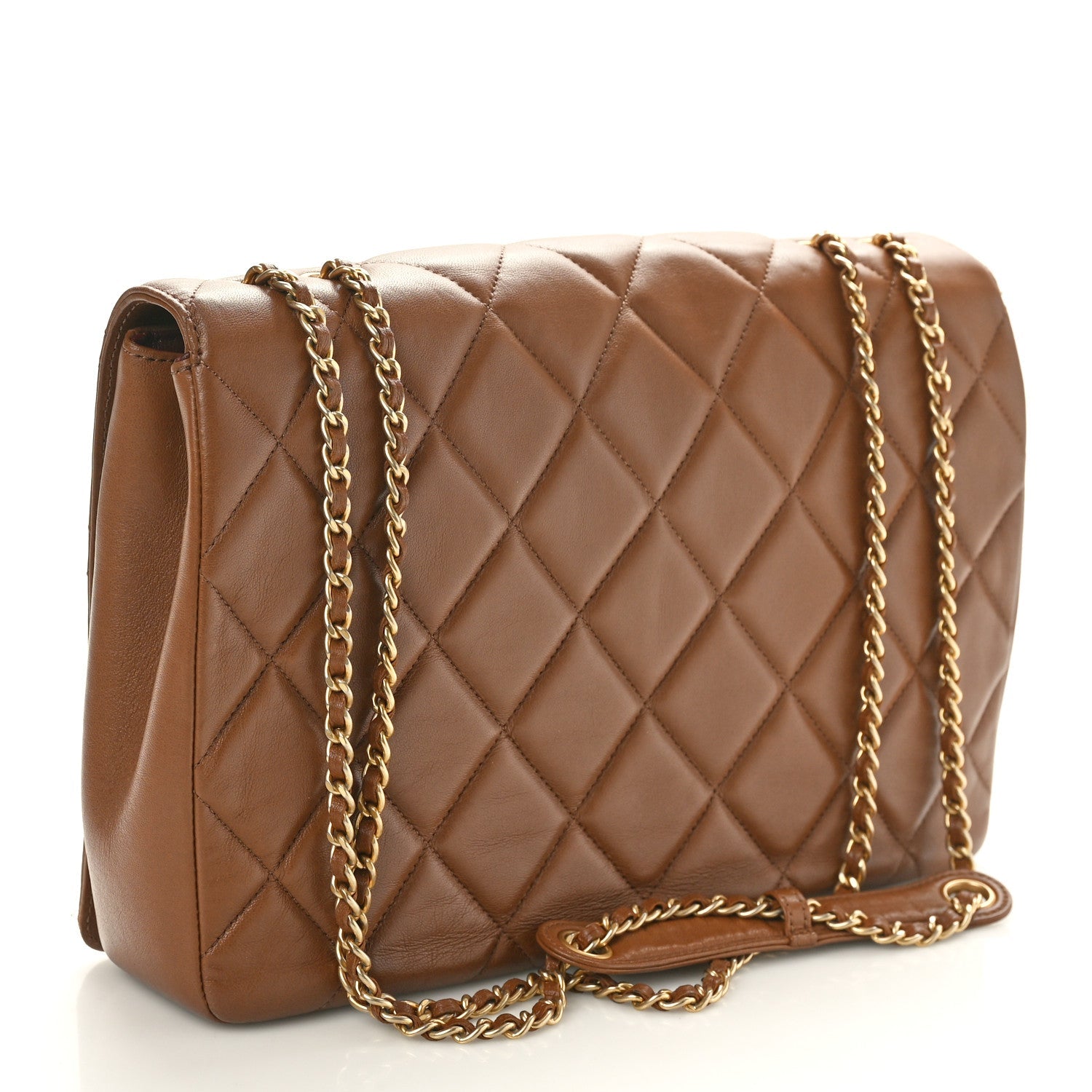 Lambskin Quilted Medium Diamond CC Flap Brown