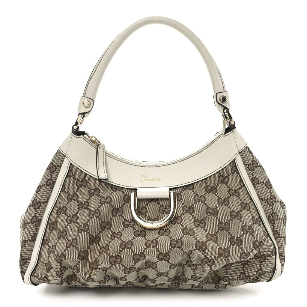 Monogram Medium D Gold Ring Hobo White