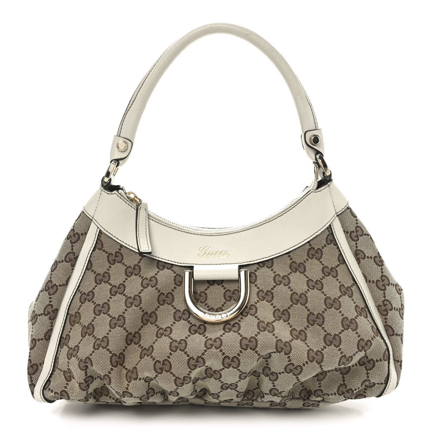 Monogram Medium D Gold Ring Hobo White