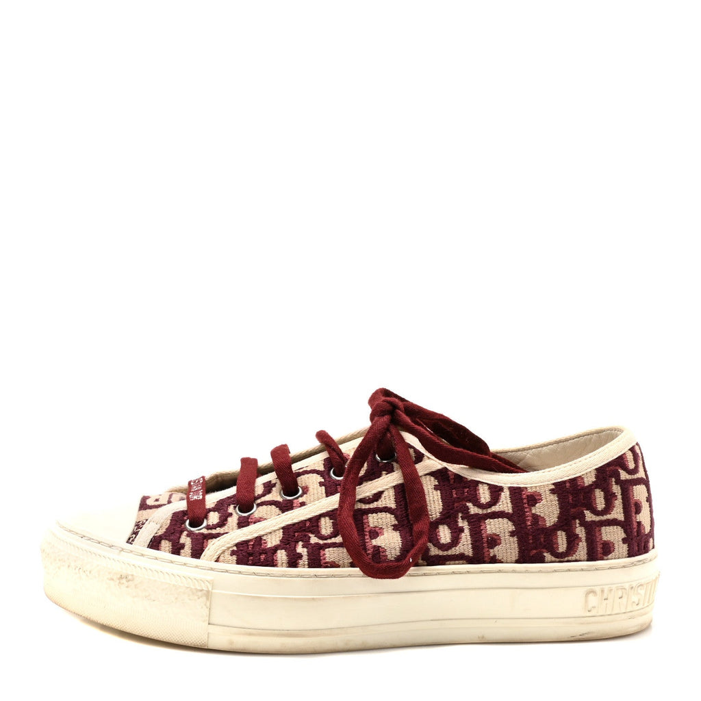 Canvas Oblique Walk'N'Dior Low Top Sneakers 38.5 Deep Amaranth