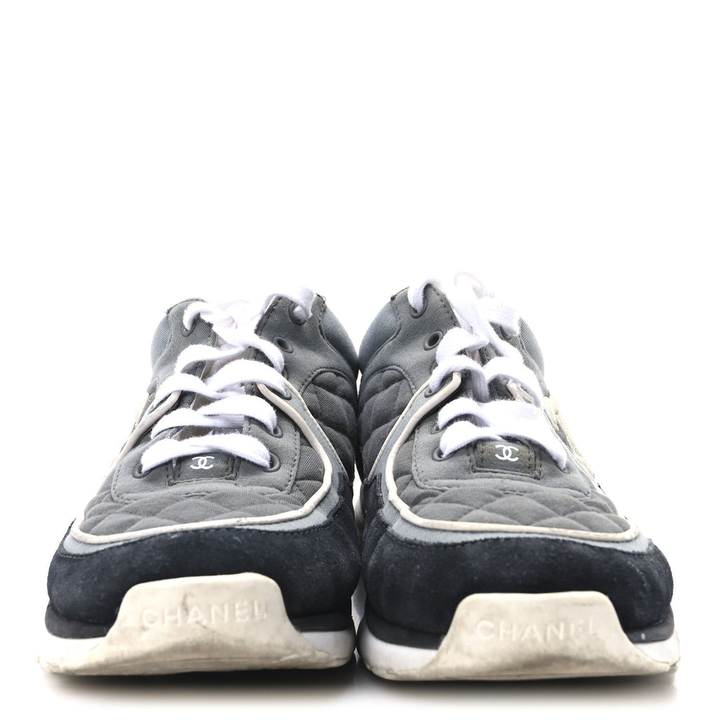 Fabric Suede Calfskin Quilted CC Sneakers 39 Dark Grey