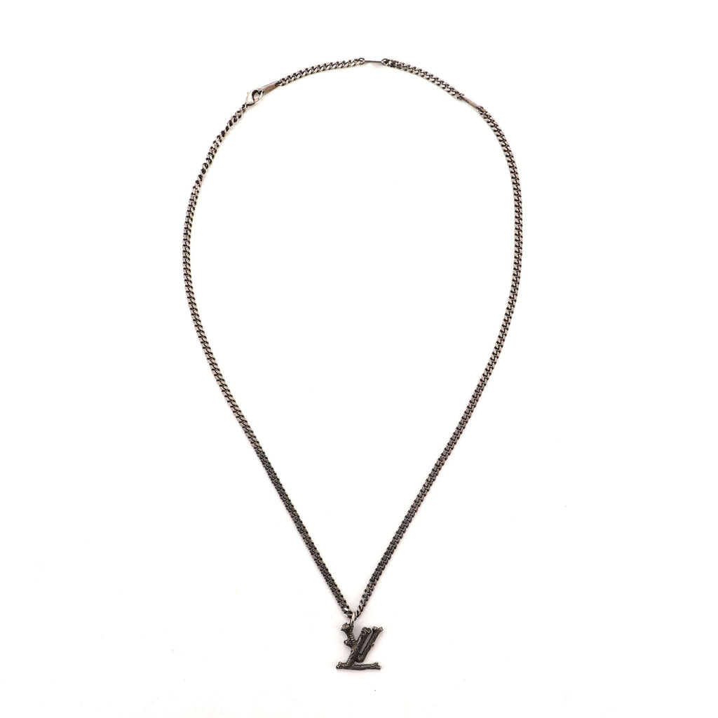 LV Wood Pendant Necklace Metal