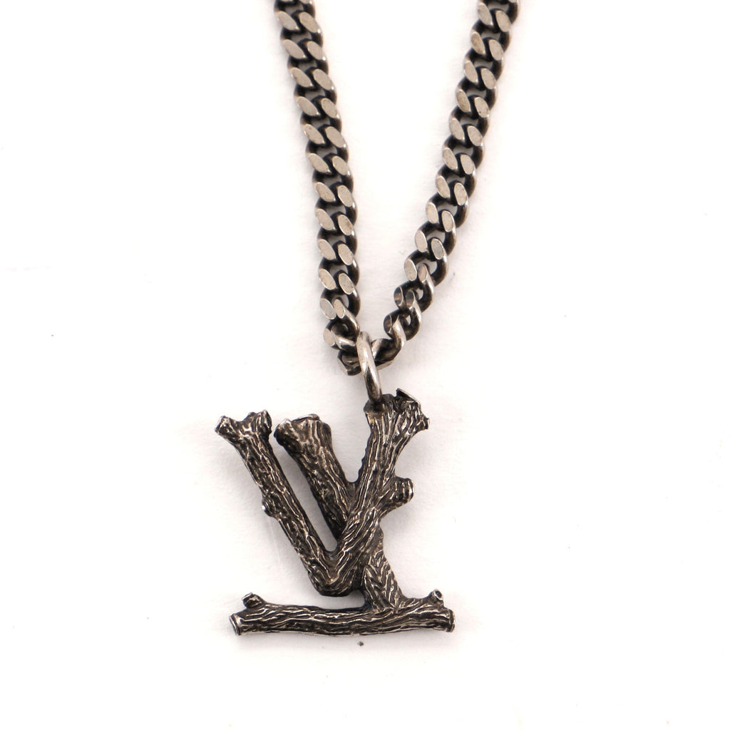 LV Wood Pendant Necklace Metal