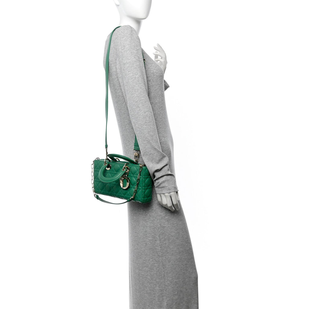 Lambskin Cannage Medium Lady D-Joy Green