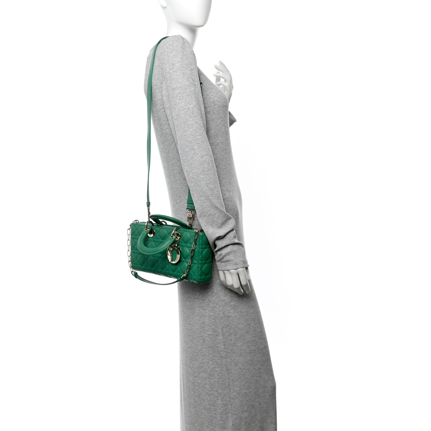 Lambskin Cannage Medium Lady D-Joy Green