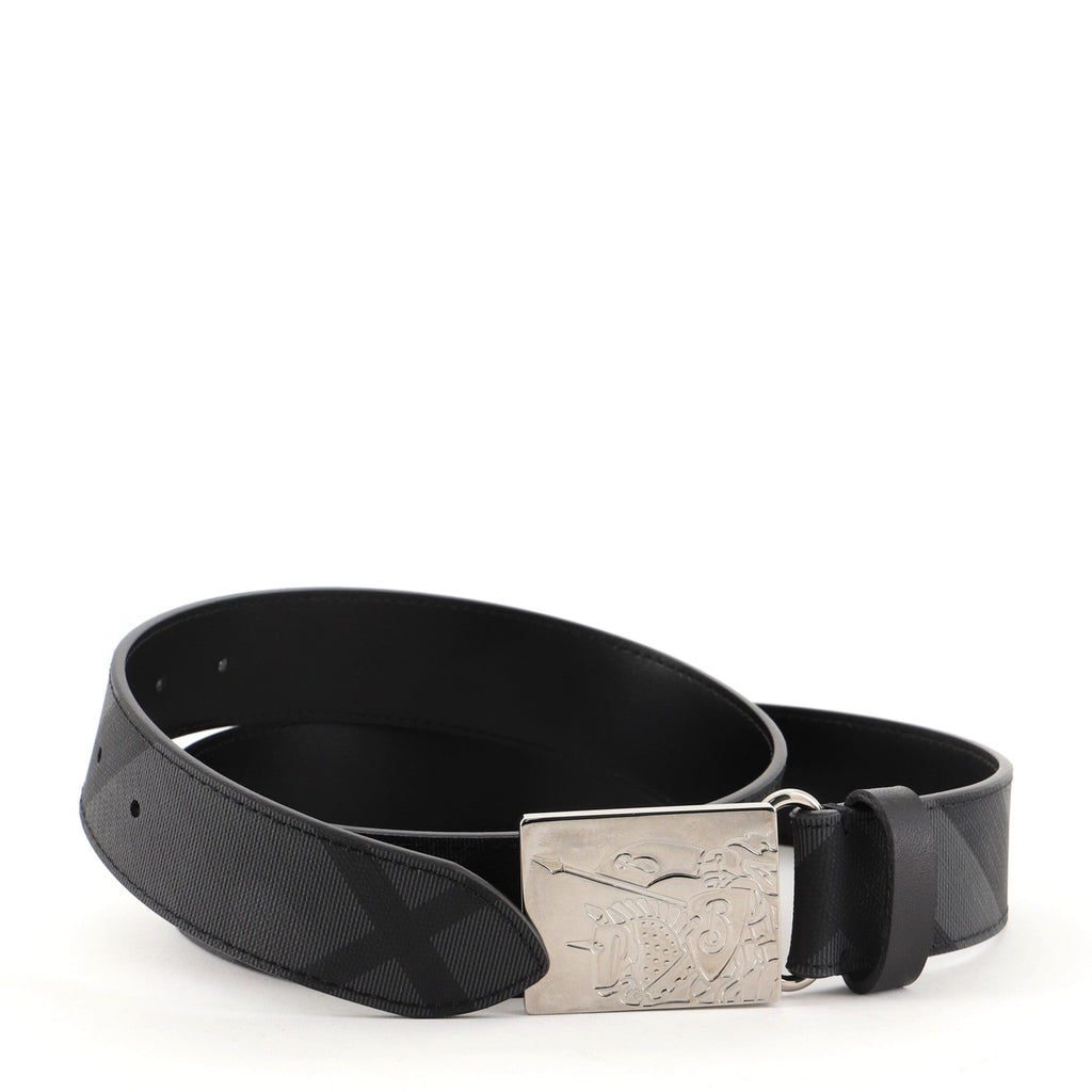 Plaque Buckle Belt Coated Smoked Check Canvas Medium 85