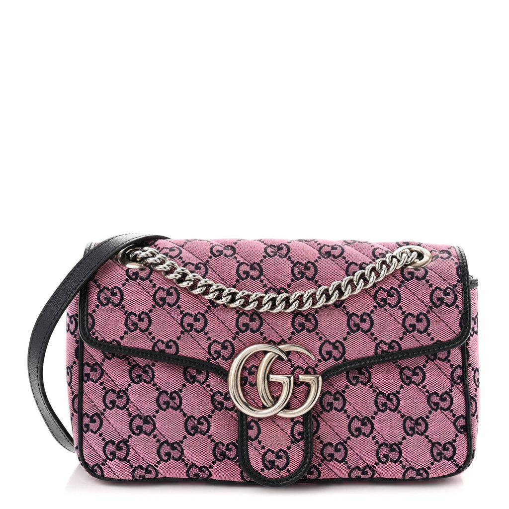 Monogram Multicolor Matelasse Diagonal Small GG Marmont Shoulder Bag Pink Blue
