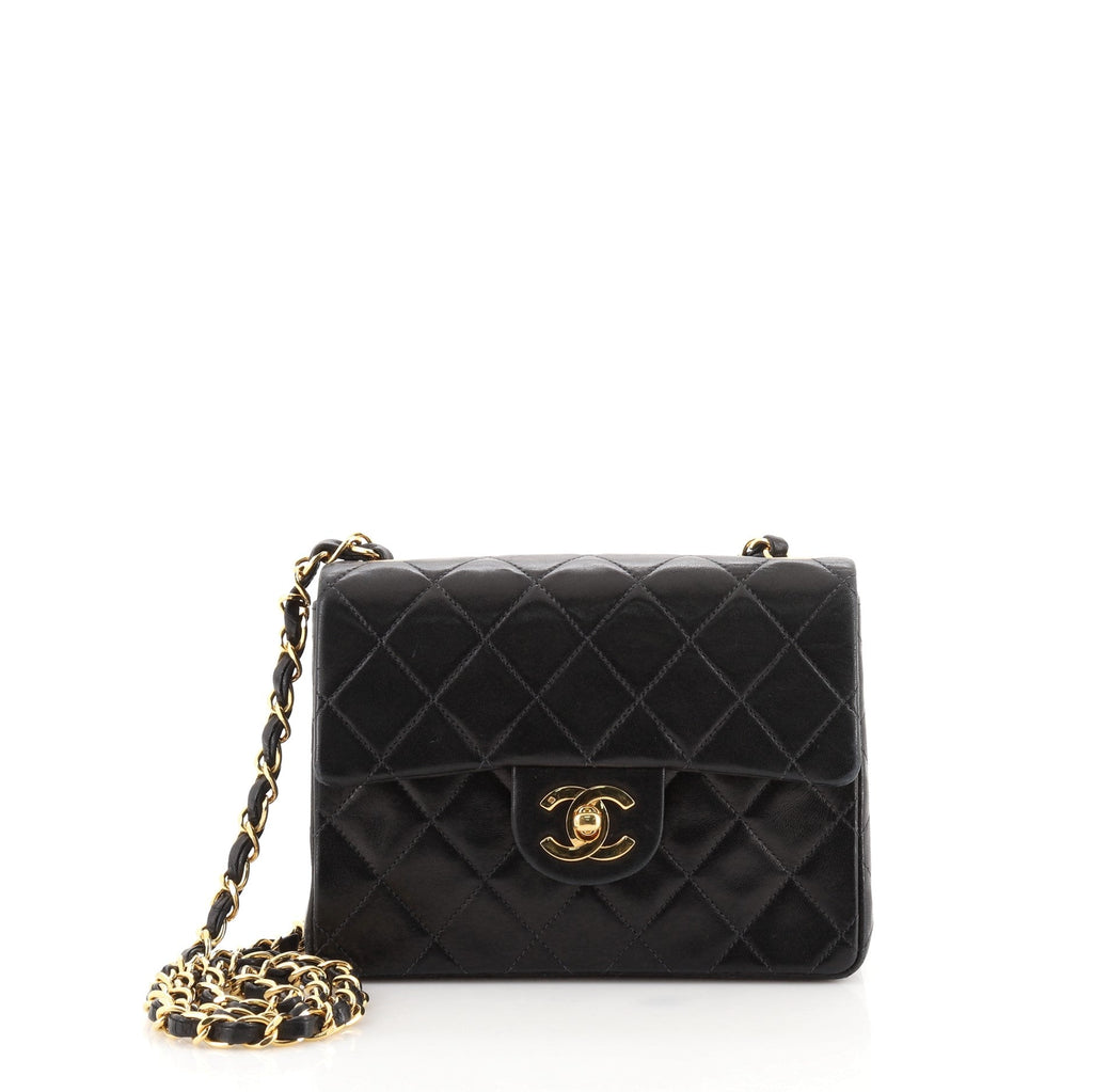 Vintage Square Classic Single Flap Bag Quilted Lambskin Mini
