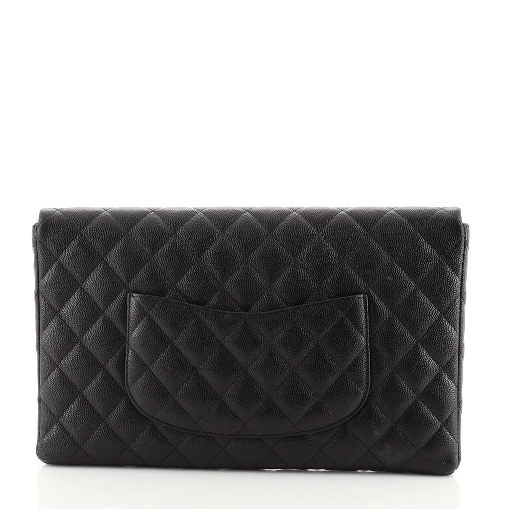 Classic Flap Clutch Quilted Caviar