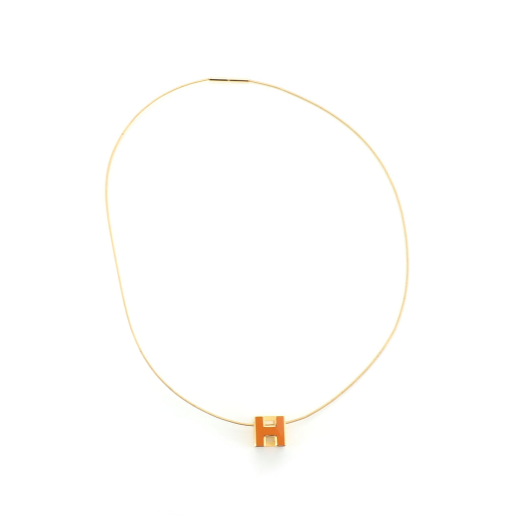 Pop H Cube Pendant Necklace Metal with Enamel