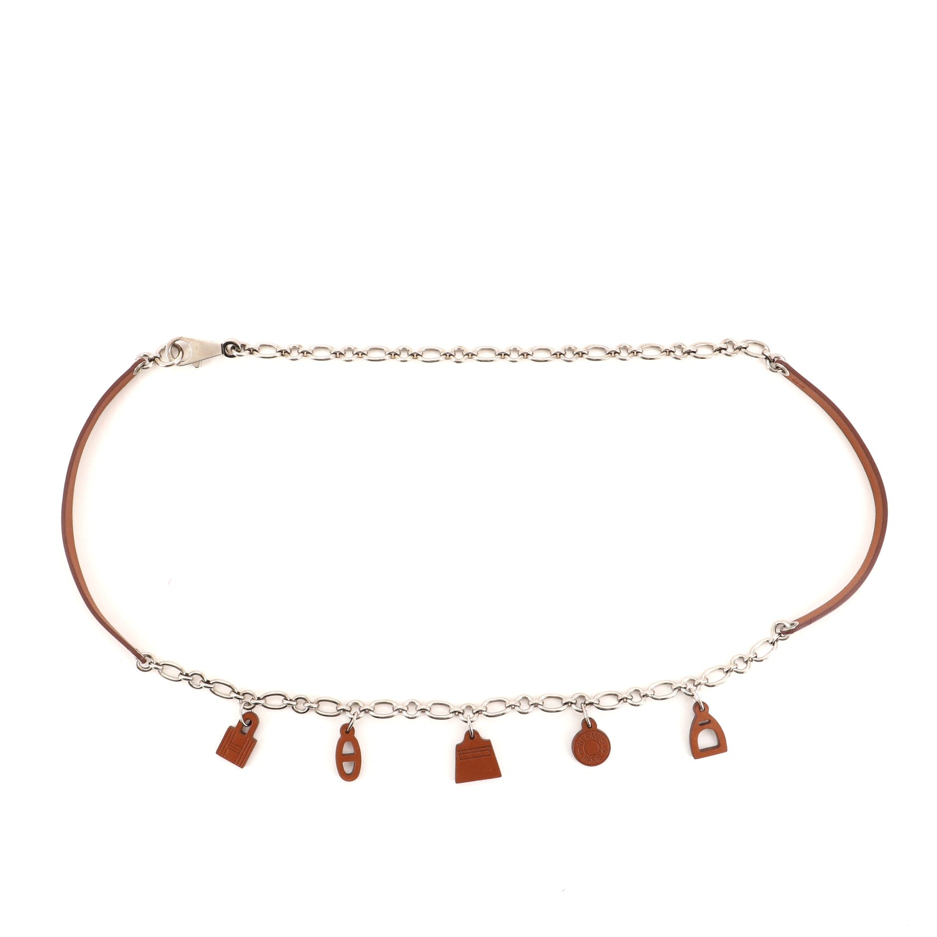 Olga Charm Belt Metal and Leather 95
