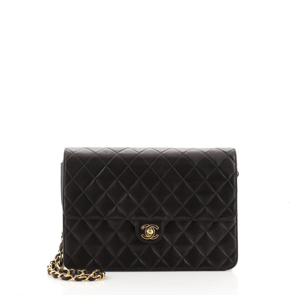 Vintage Clutch with Chain Quilted Leather Medium