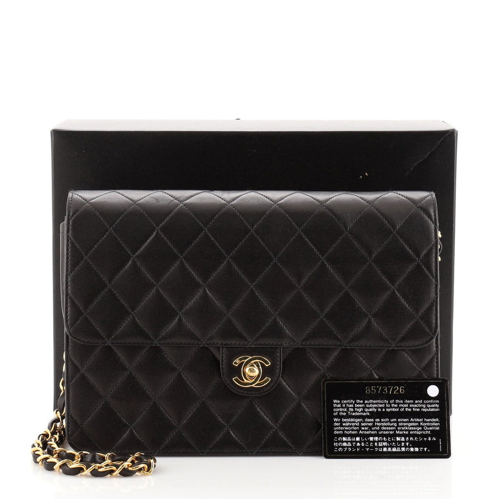 Vintage Clutch with Chain Quilted Leather Medium