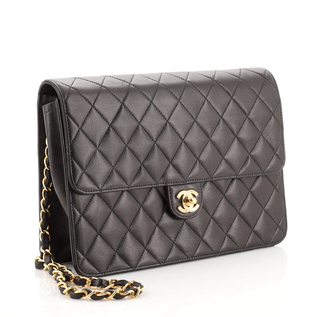 Vintage Clutch with Chain Quilted Leather Medium