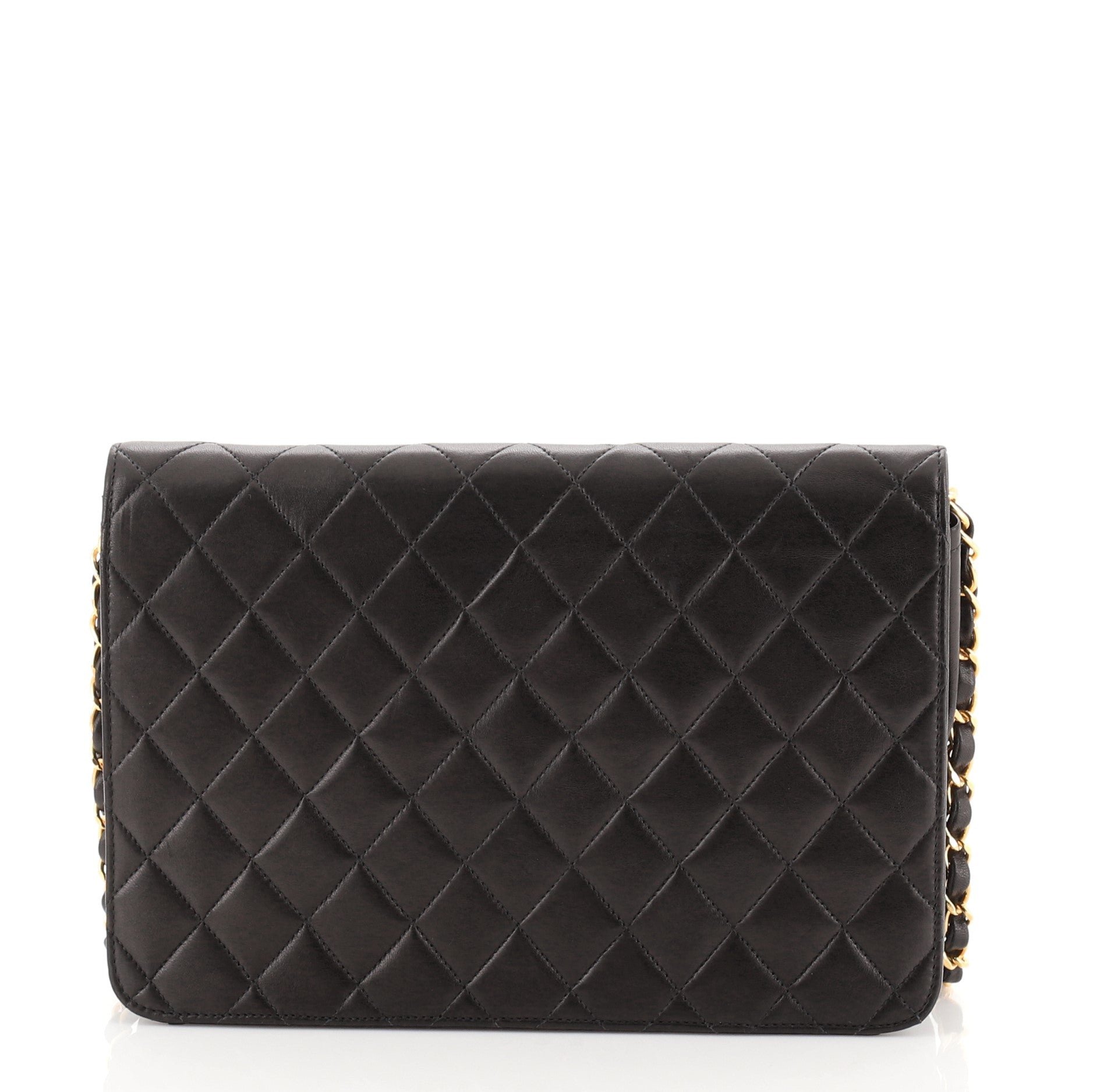 Vintage Clutch with Chain Quilted Leather Medium