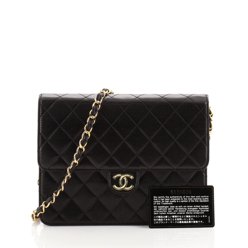 Vintage Clutch with Chain Quilted Leather Small