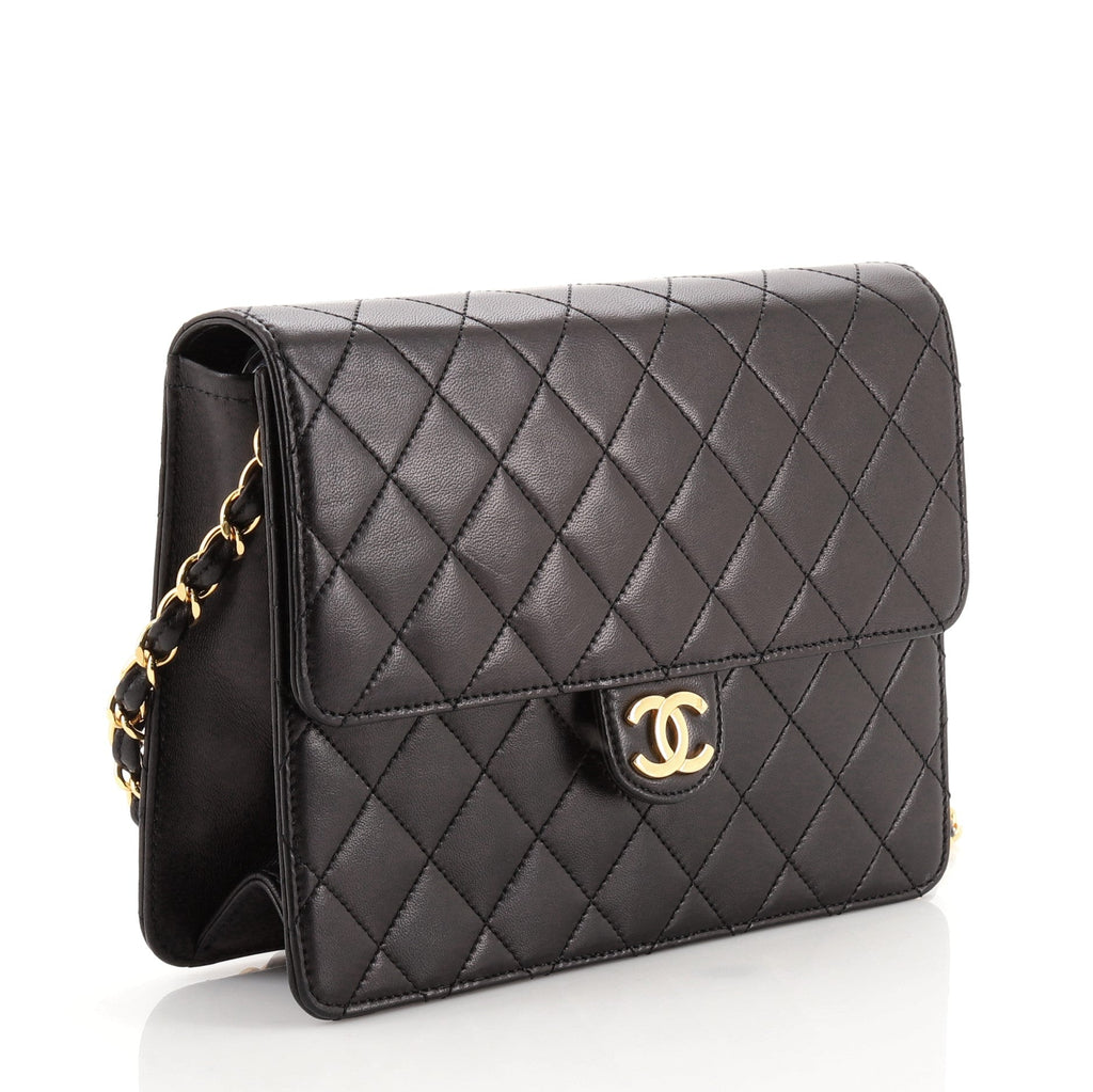 Vintage Clutch with Chain Quilted Leather Small
