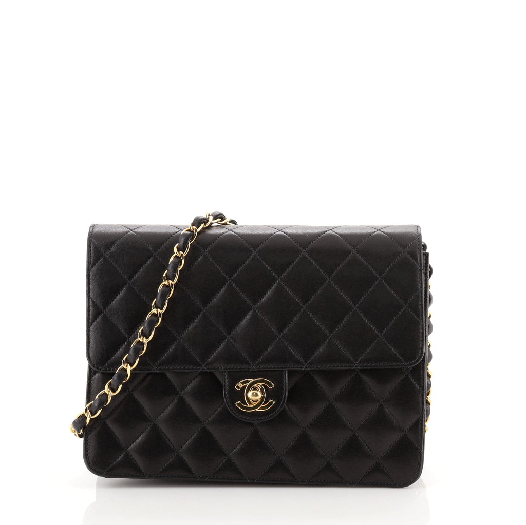 Vintage Clutch with Chain Quilted Leather Small