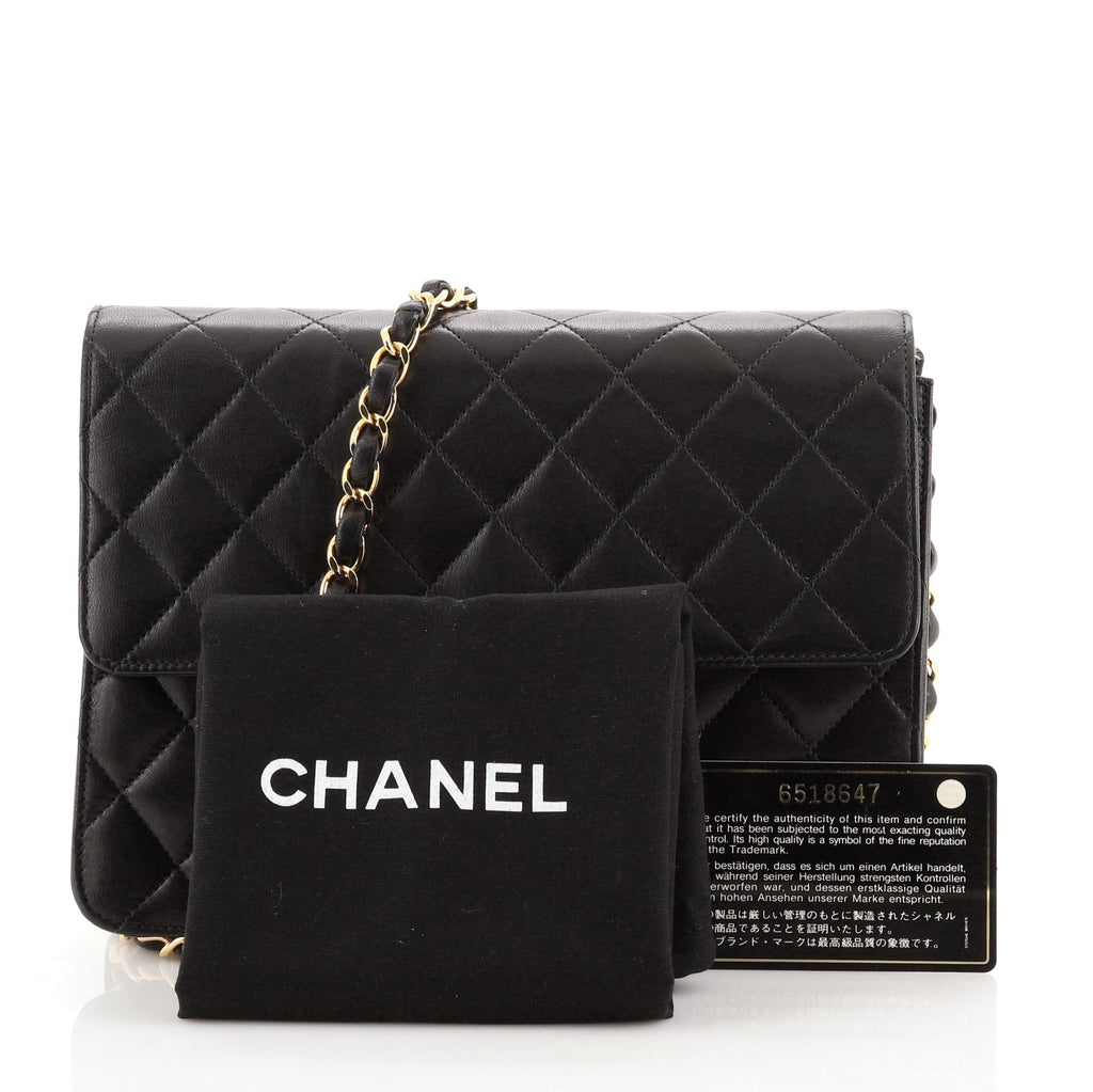 Vintage Clutch with Chain Quilted Leather Small