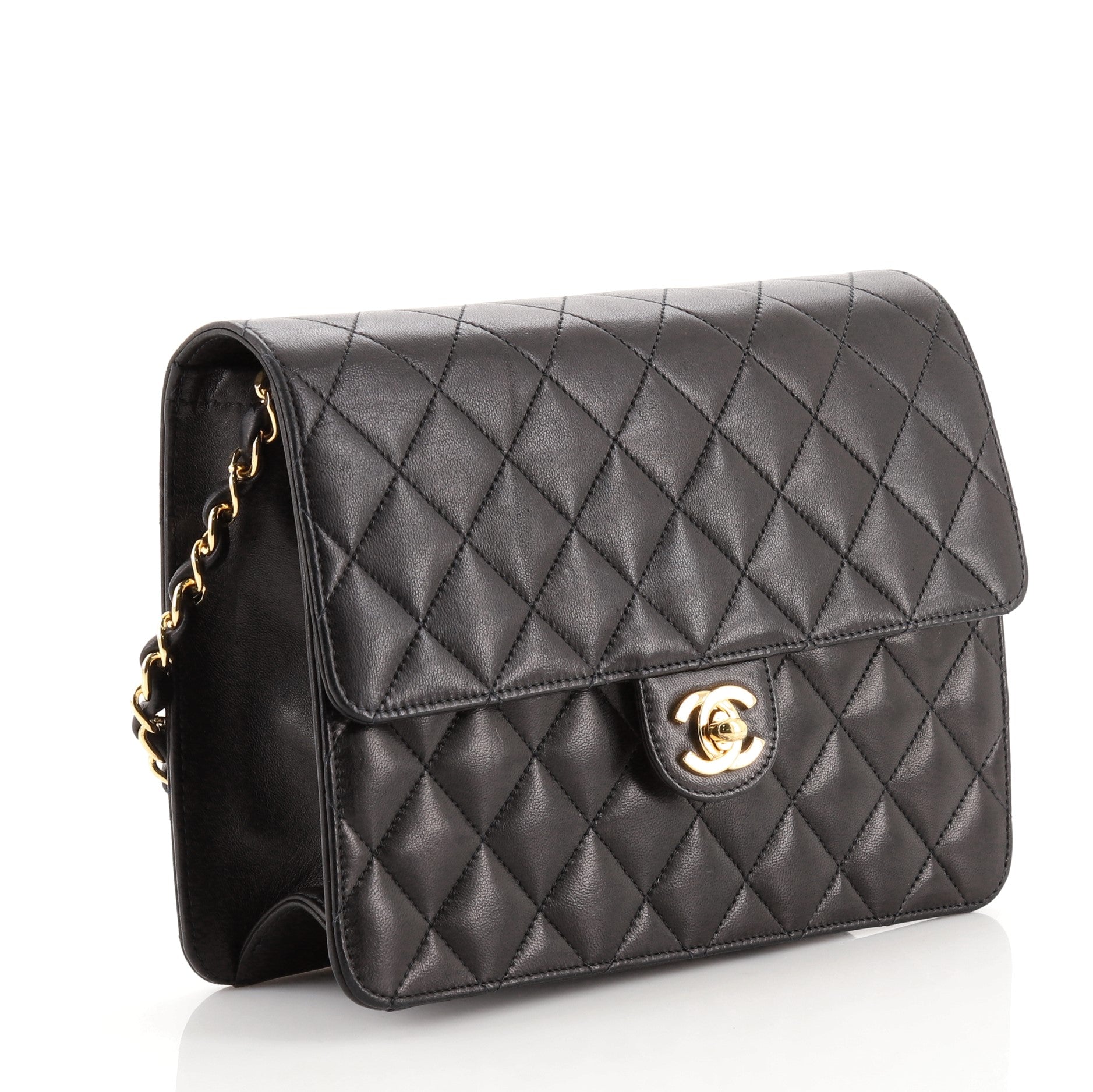 Vintage Clutch with Chain Quilted Leather Small