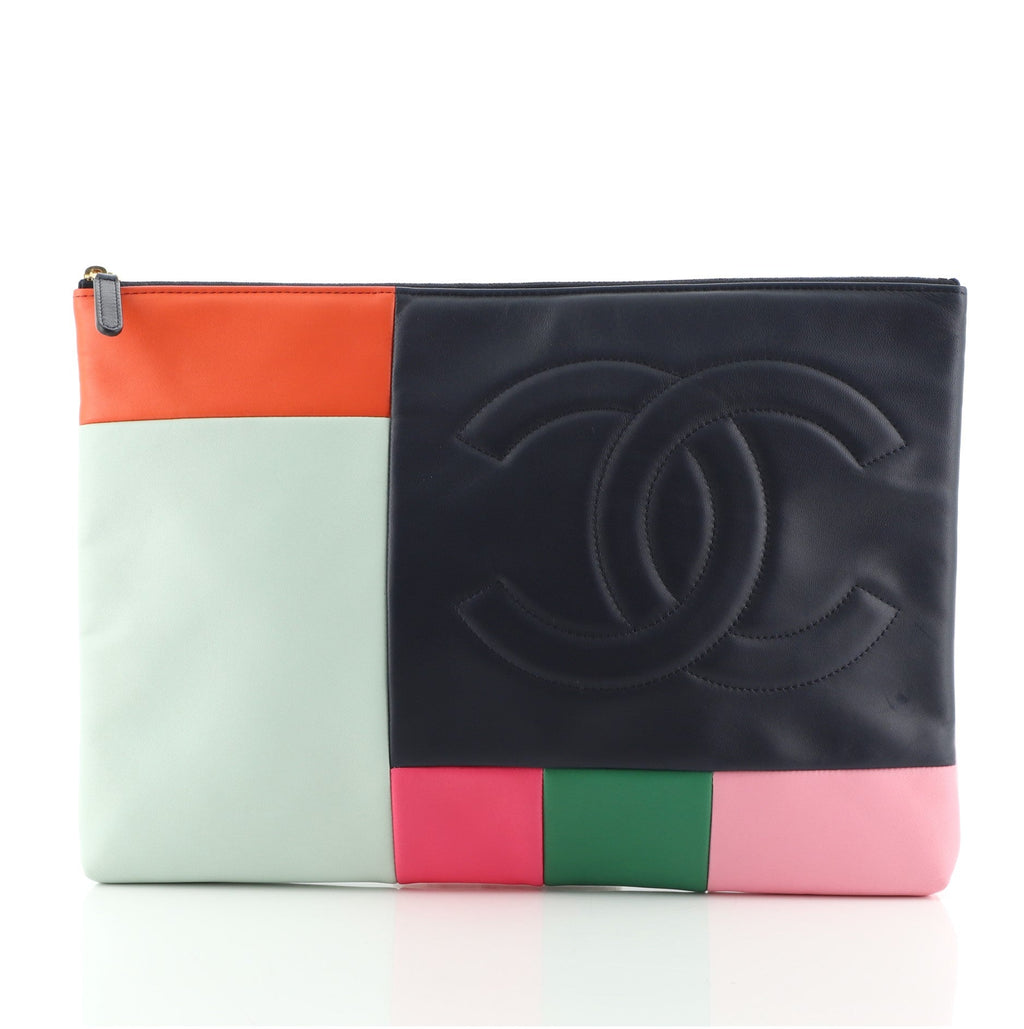 O Case Clutch Colorblock Leather Large