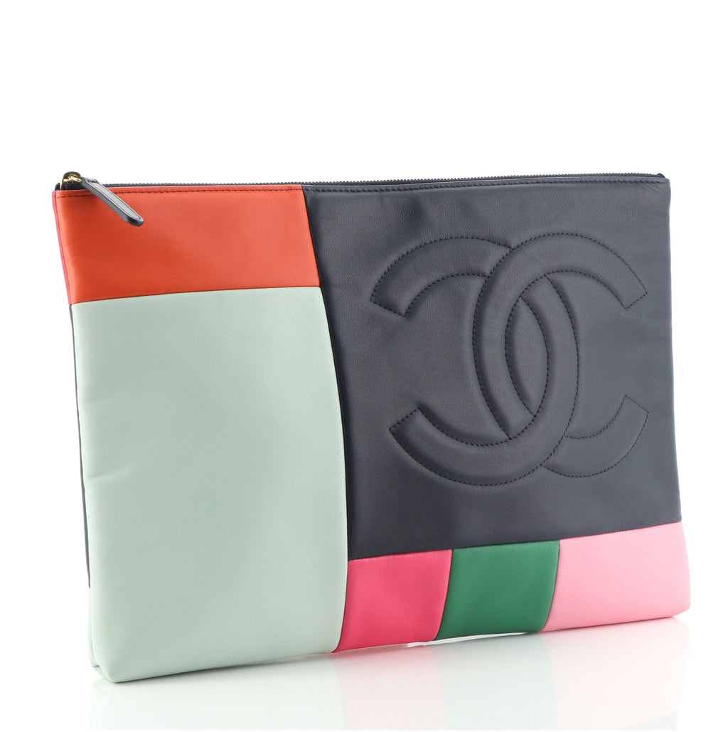 O Case Clutch Colorblock Leather Large