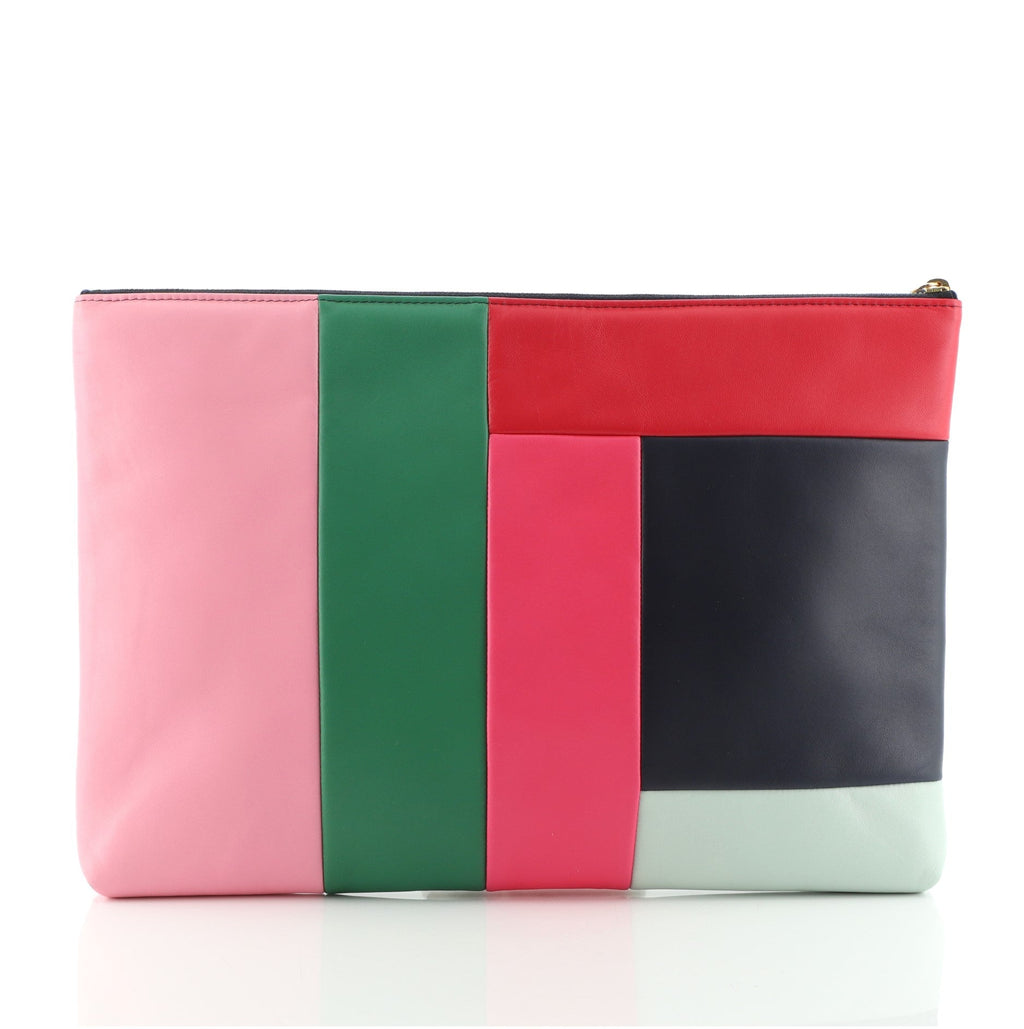 O Case Clutch Colorblock Leather Large