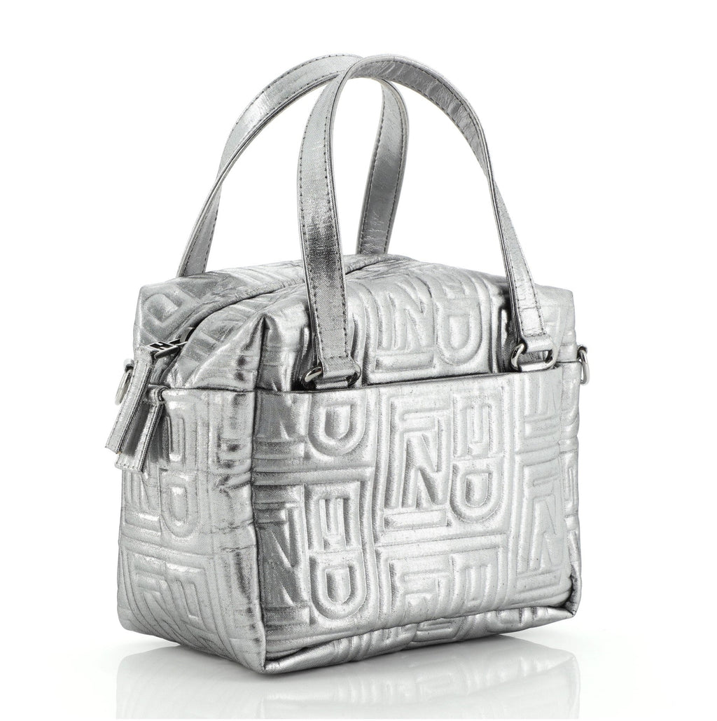 Convertible Boston Bag Logo Embossed Fabric Mini