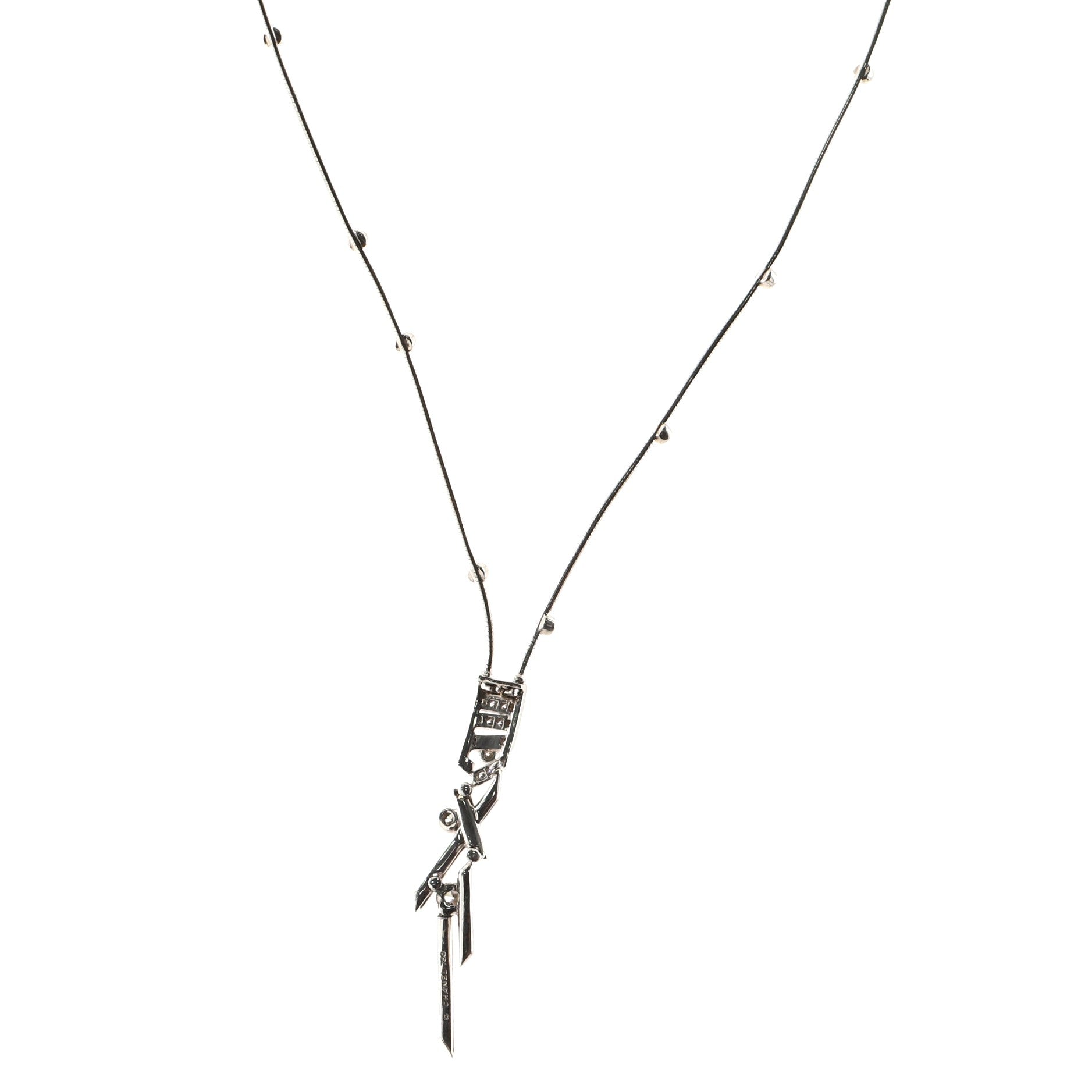 Art Deco Pendant Necklace 18K White Gold with Diamonds