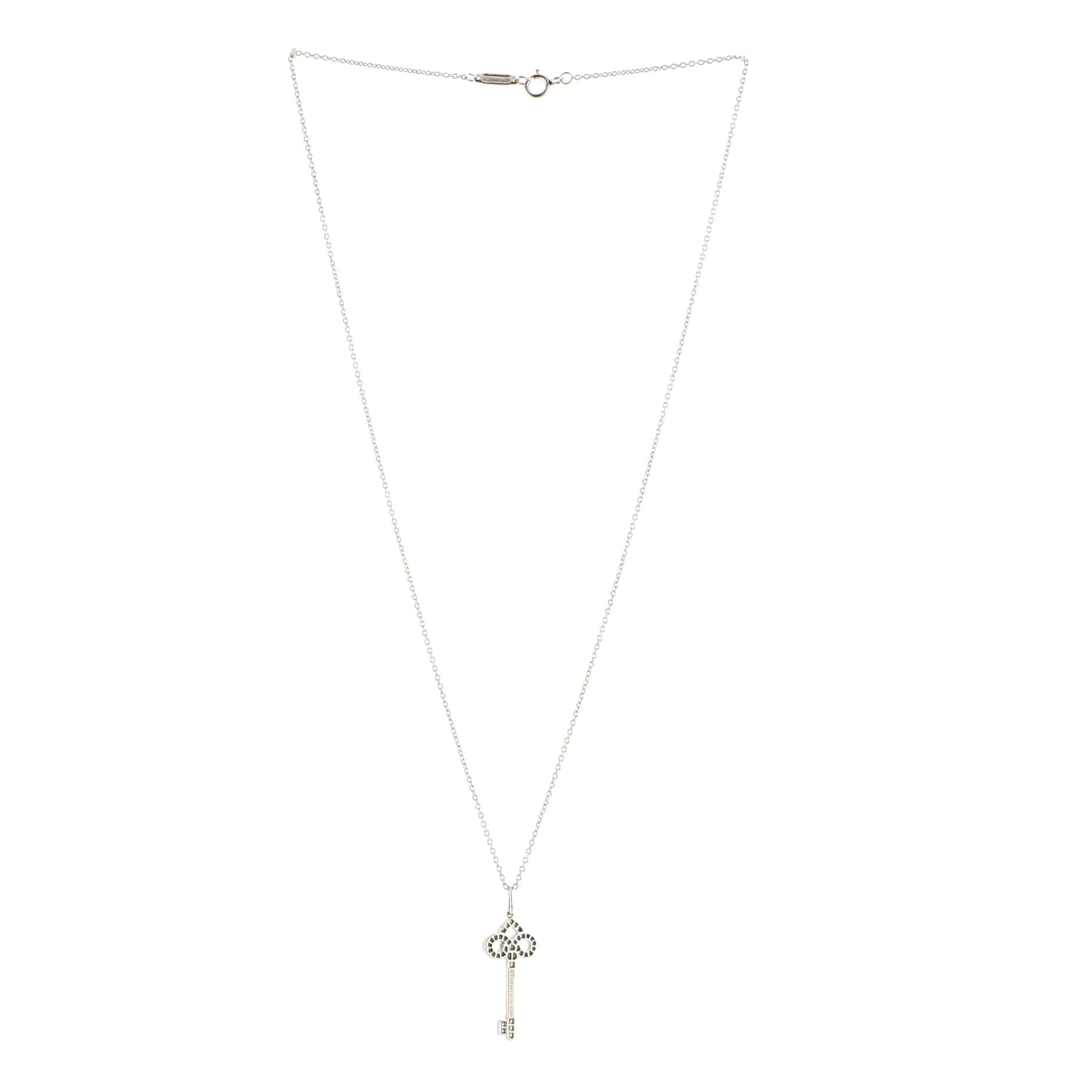 Keys Fleur de Lis Pendant Necklace Platinum with Diamonds